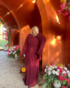 Nadia Twist Long Sleeve Maxi Dress-Red