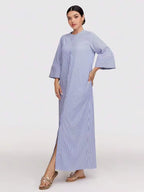 Nadia Striped Button‑Front Abaya Dress