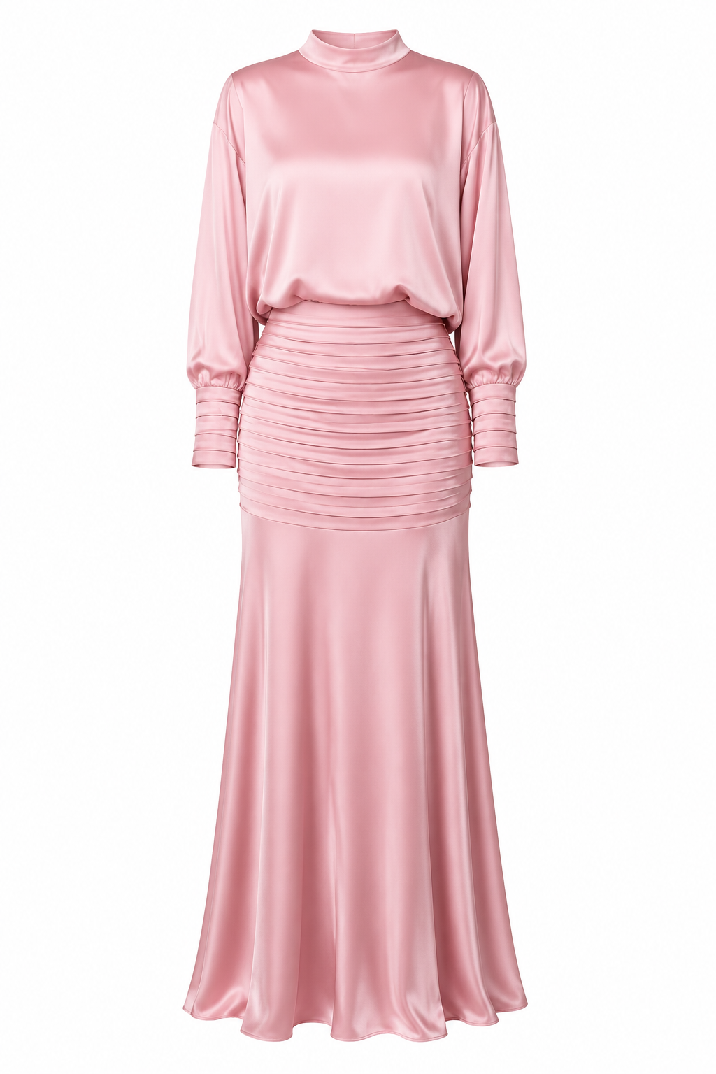 Maya Pleated Satin Skirt Two‑Piece Set