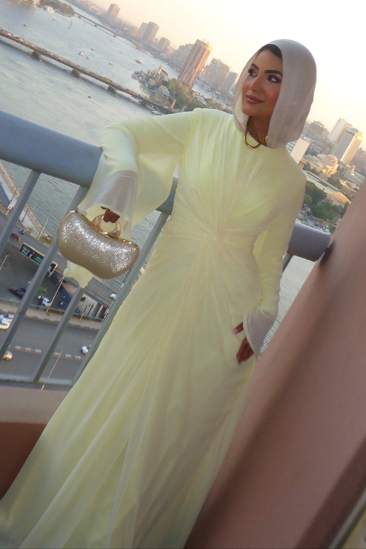 Nadia Twist Long Sleeve Maxi Dress-Yellow