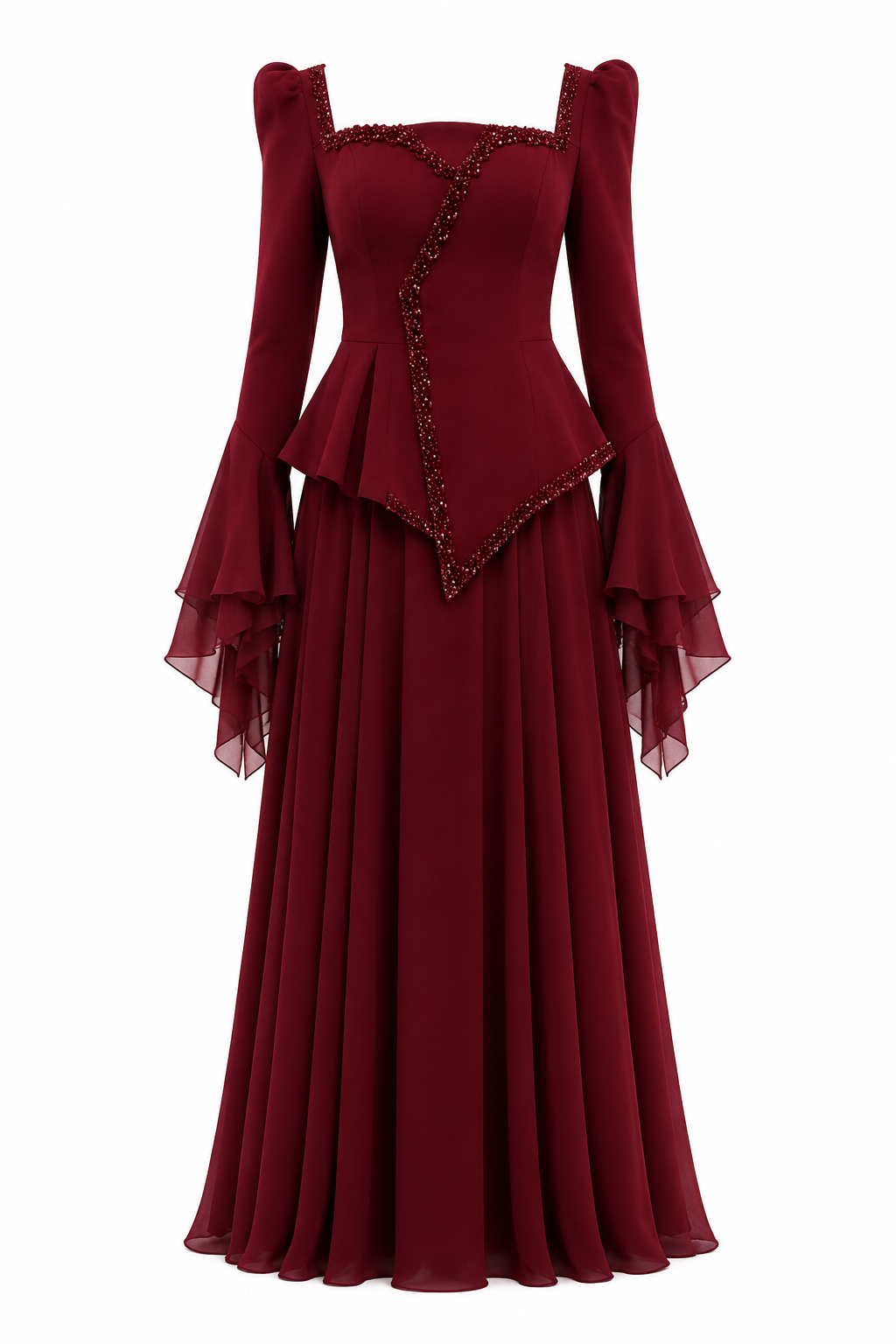 Sara Beaded Flare Sleeve Maxi Dress