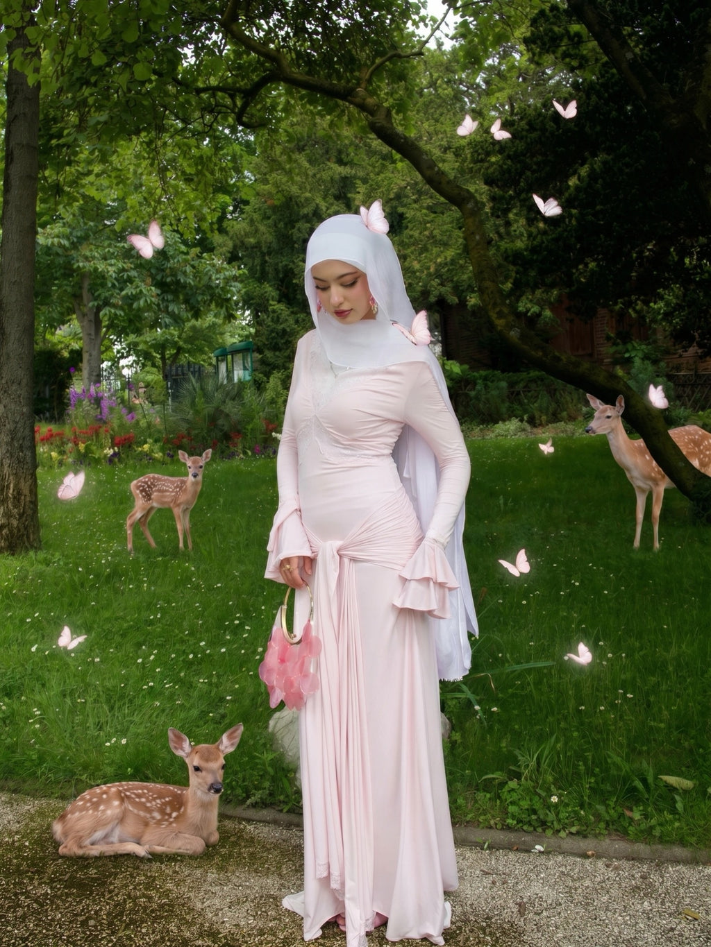 Liana Lace Knot‑Waist Maxi Dress