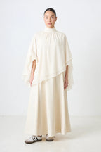 Noura Layered Cape Skirt Set-White