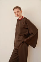 Rinah Satin Asymmetric Two‑Piece Set