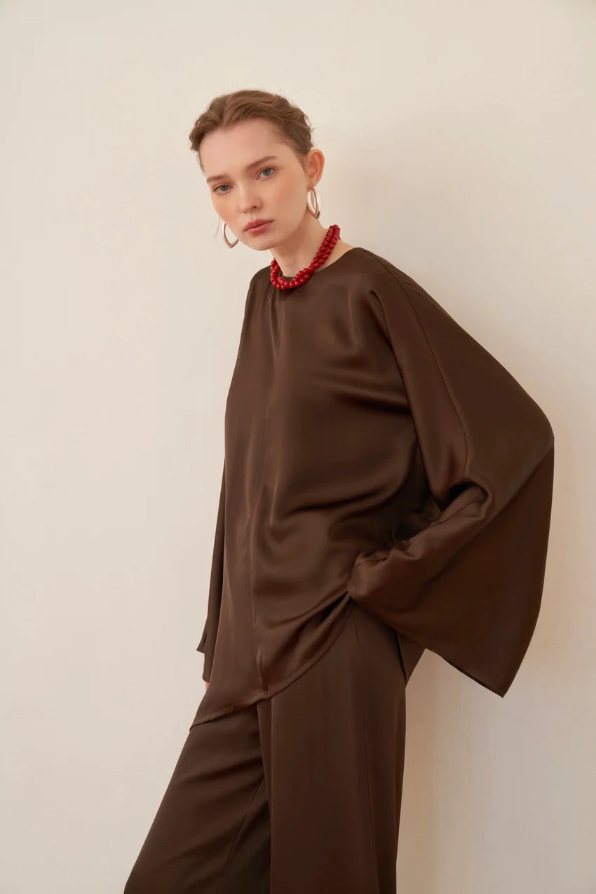 Rinah Satin Asymmetric Two‑Piece Set
