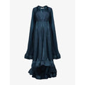 Nadia Cape‑Sleeve Ruffle Midi Dress