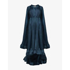 Nadia Cape‑Sleeve Ruffle Midi Dress
