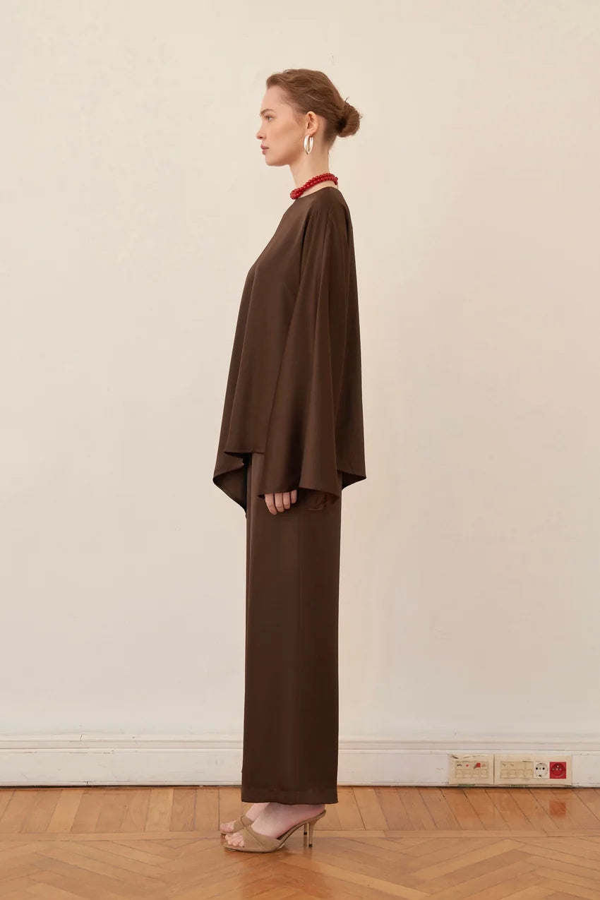 Rinah Satin Asymmetric Two‑Piece Set