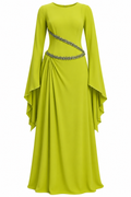 Samira Beaded Flare‑Sleeve Maxi Dress