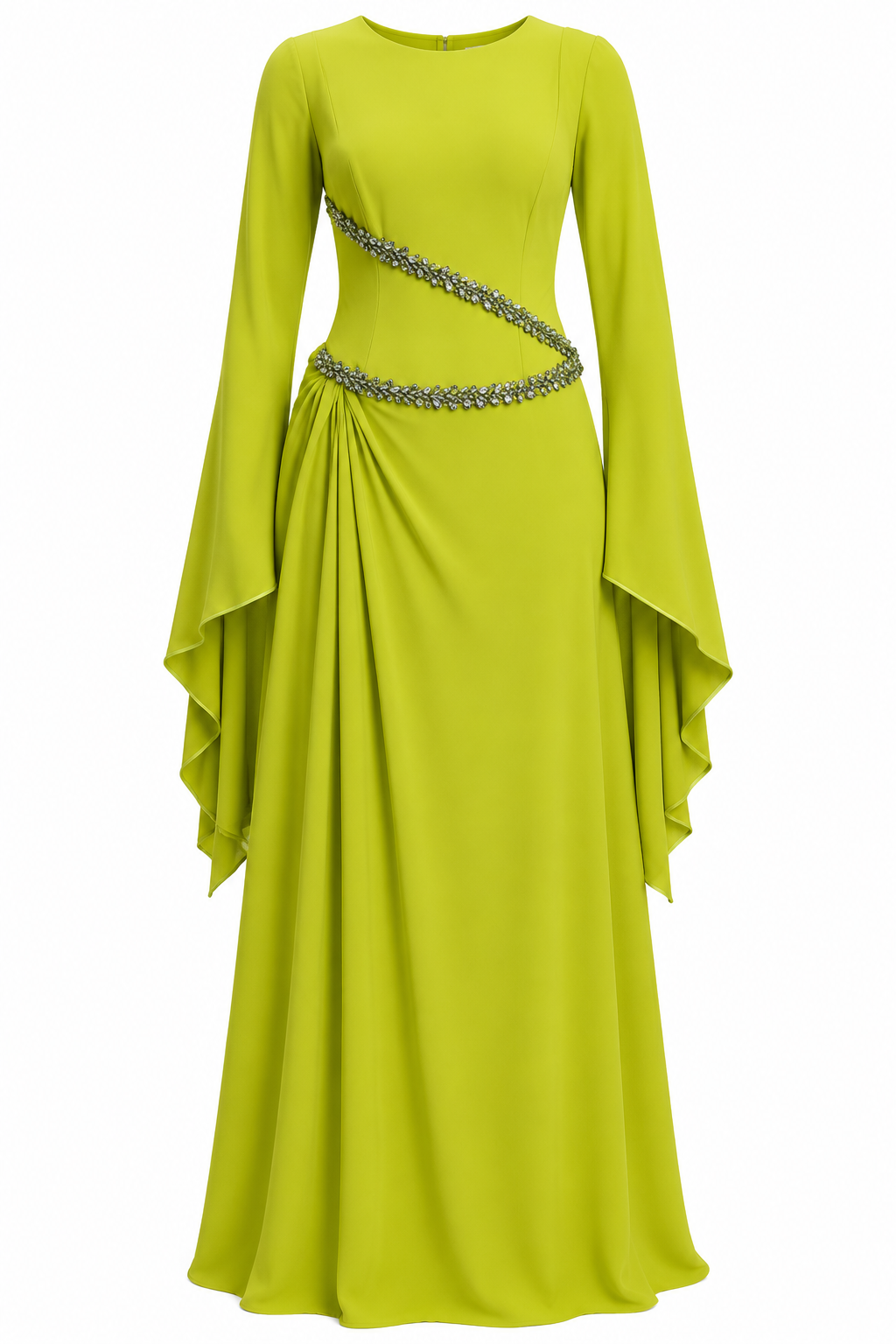 Samira Beaded Flare‑Sleeve Maxi Dress