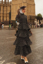 Zara Polka‑Dot Tiered Ruffle Maxi Dress