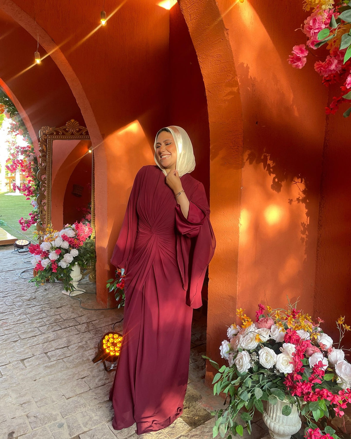 Nadia Twist Long Sleeve Maxi Dress-Red