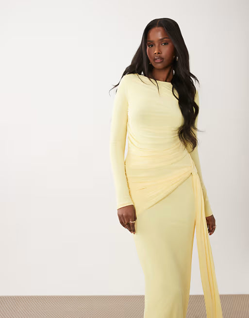 Sara Side Drape Ruched Maxi Dress