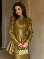 Aisha Bow‑Accent Peplum Mermaid Set