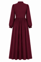 Aisha Button Front Puff‑Sleeve Maxi Dress