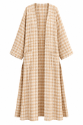 Nabila Plaid Crinkle Open Abaya Robe
