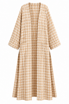 Nabila Plaid Crinkle Open Abaya Robe