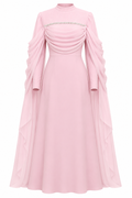 Zahra Draped Rhinestone Lace Maxi Dress