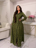 Zohra Collared Floral Button‑Up Maxi Dress