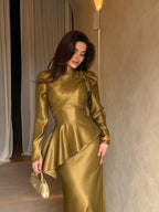 Aisha Bow‑Accent Peplum Mermaid Set
