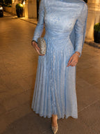 Zehra Lace Draped Waist Maxi Dress