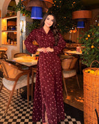 Rania Collared Ditsy‑Floral Button Maxi Dress