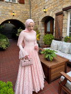 Ayla Lace Flare‑Sleeve Ball Maxi Dress