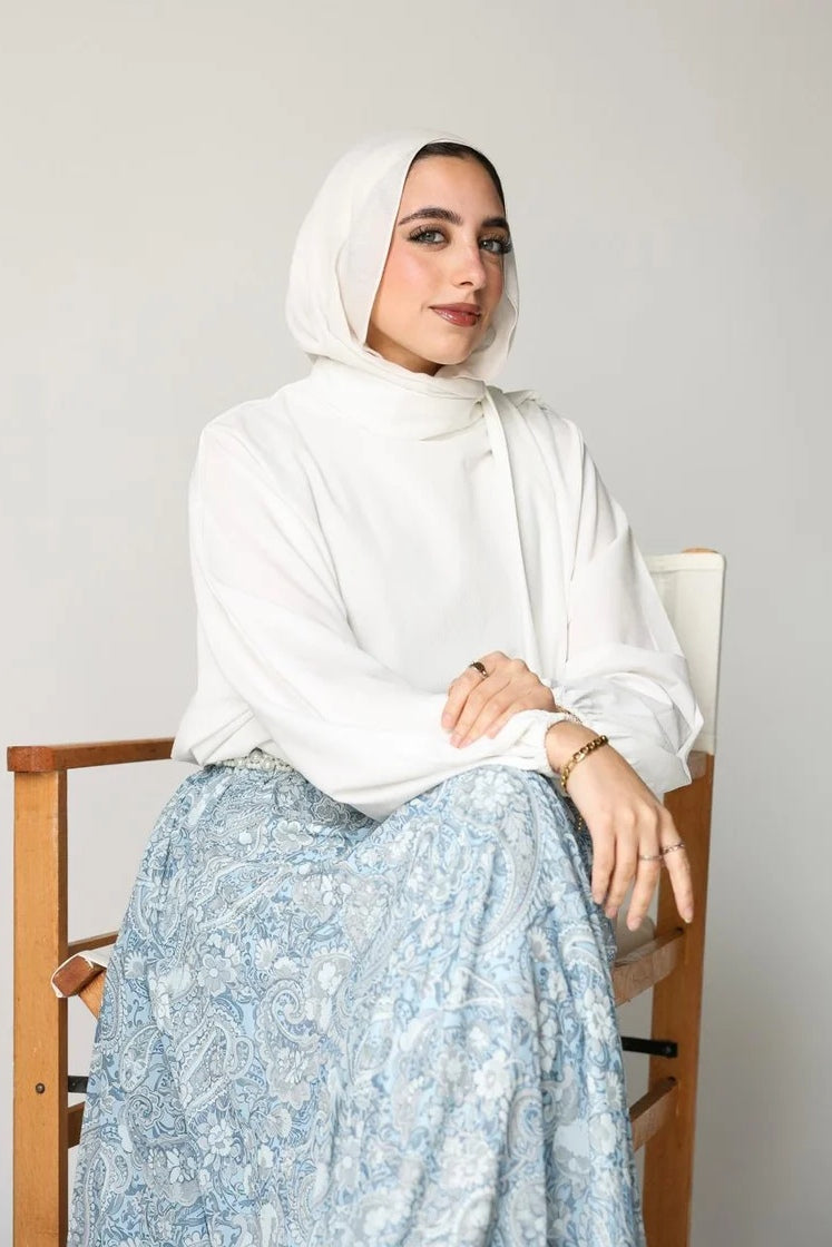Fatima Draped Top Printed Maxi‑Skirt Suit