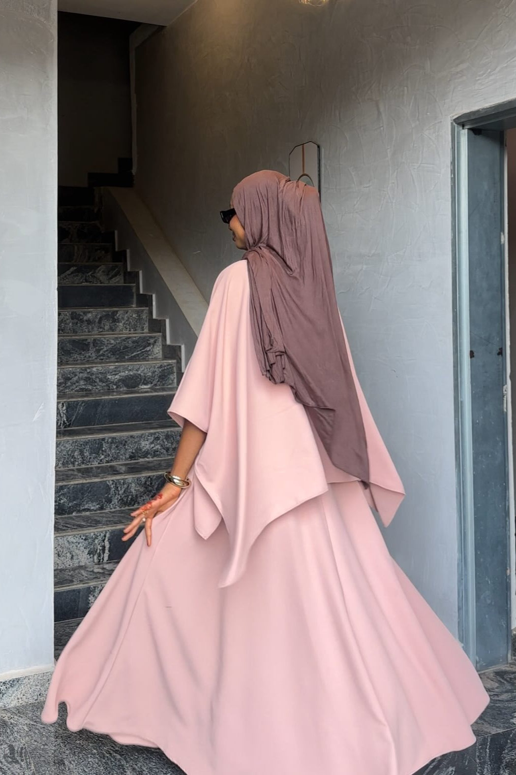 Zaria Batwing‑Sleeve Two‑Piece Abaya Suit