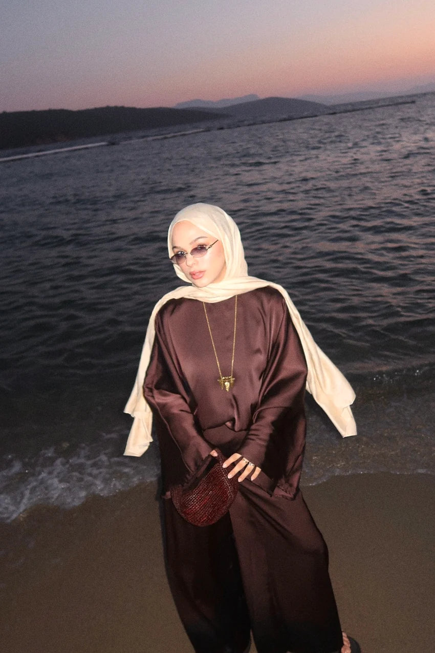 Rinah Satin Asymmetric Two‑Piece Set