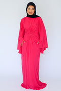 Nadia Twist Long Sleeve Maxi Dress-Pink