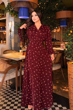 Rania Collared Ditsy‑Floral Button Maxi Dress