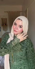 Maren Vintage‑Print Long‑Sleeve Abaya