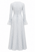 Lina Floral Lace Flare‑Cuff Maxi Dress