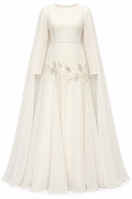 Maya Floral Embroidered Cape Sleeve Maxi Dress