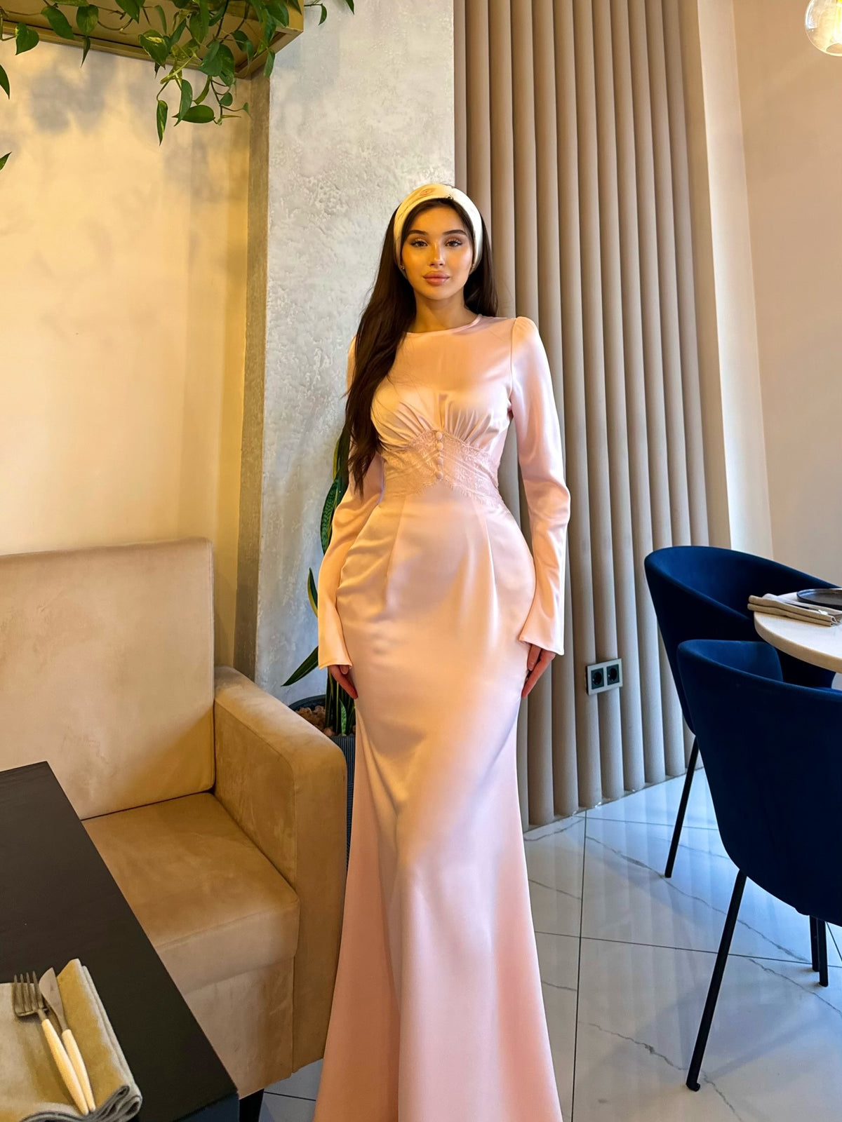 Lina Lace‑Corset Satin Mermaid Maxi Dress