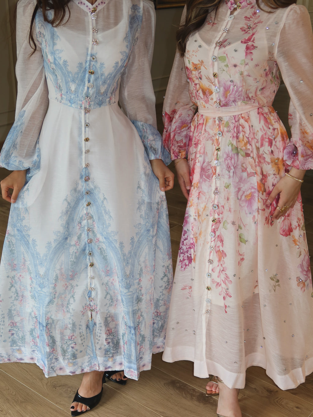 Seren Floral Beaded Chiffon Maxi Dress
