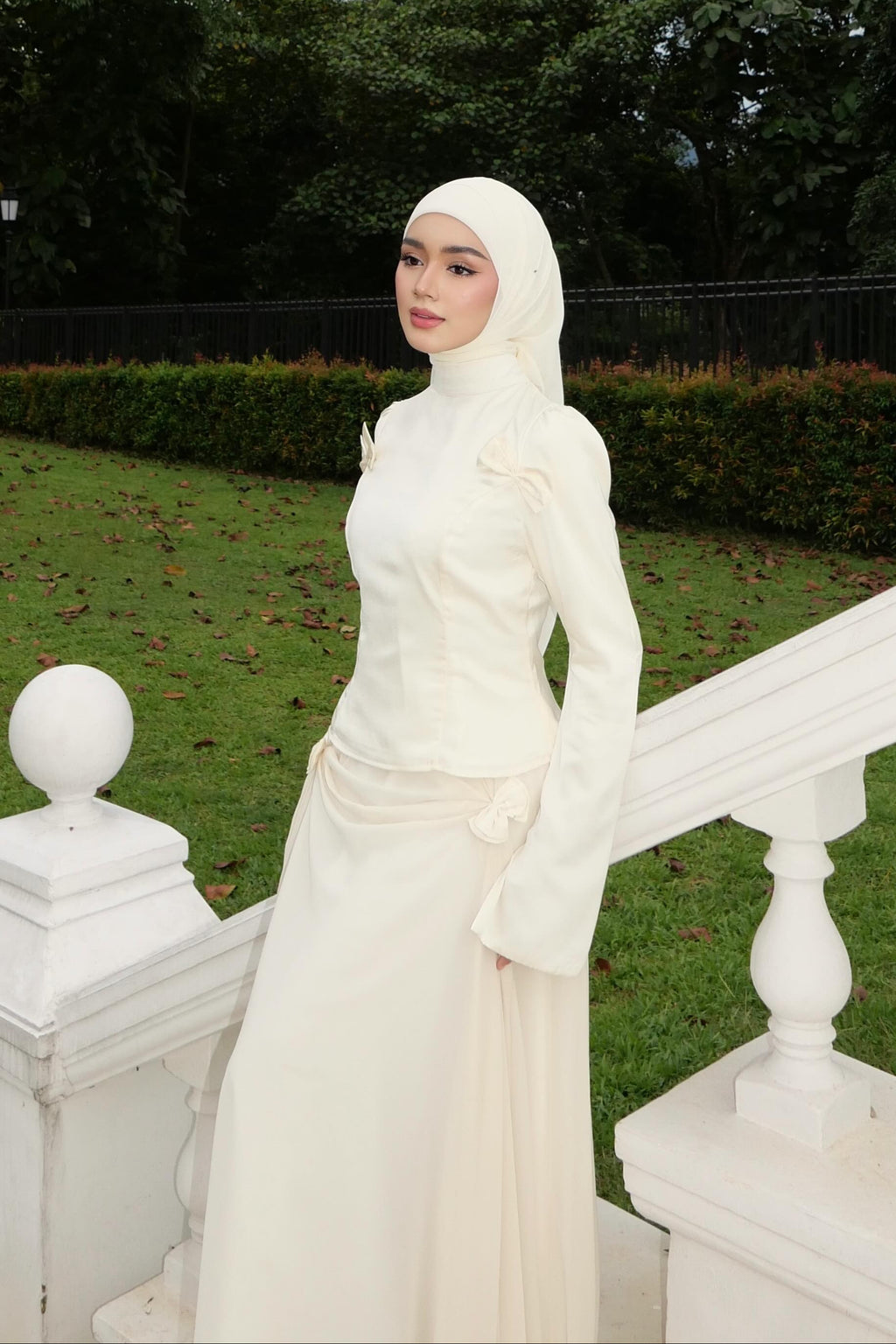 Aisha Bow‑Accent Two‑Piece Maxi dress