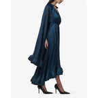 Nadia Cape‑Sleeve Ruffle Midi Dress