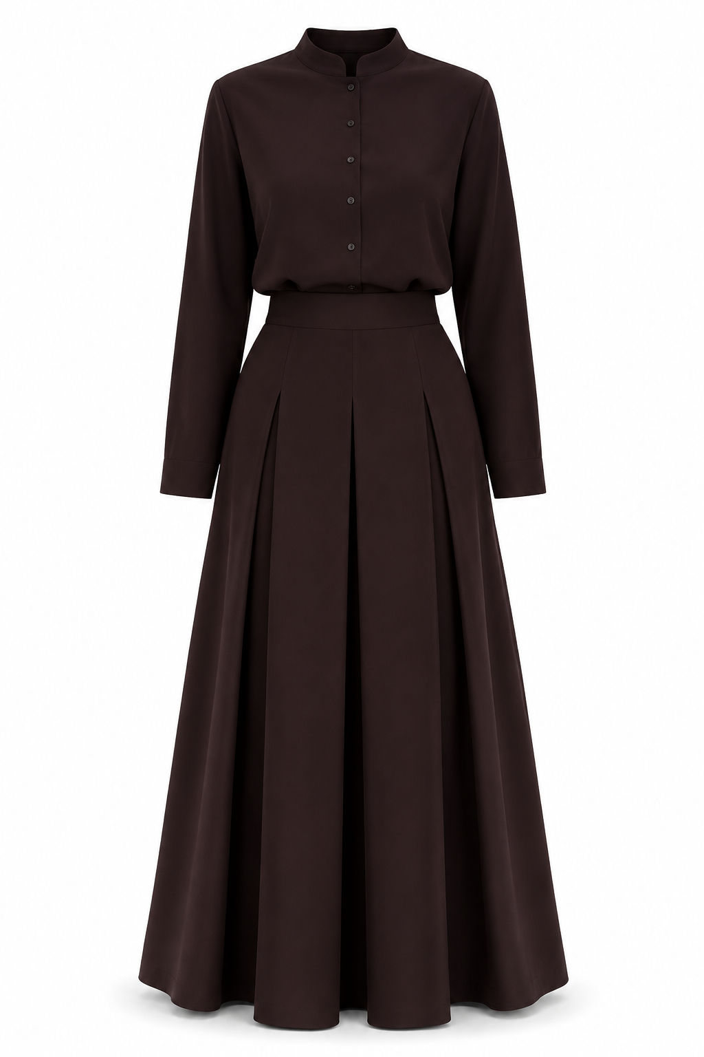 Zayna Pleated Skirt Shirt Two‑Piece Set