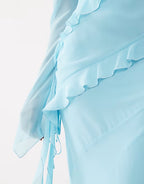 Raya Cowl Ruffle Chiffon Maxi Dress