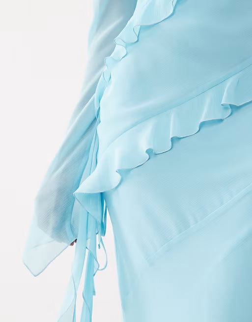 Raya Cowl Ruffle Chiffon Maxi Dress