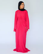 Nadia Twist Long Sleeve Maxi Dress-Pink