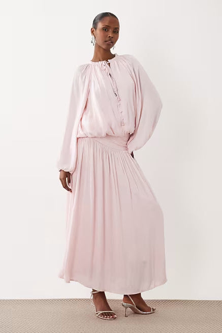 Zuri Tie‑neck Blouse And Maxi Skirt Set
