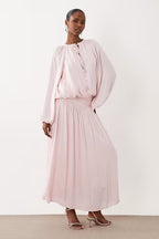 Zuri Tie‑neck Blouse And Maxi Skirt Set