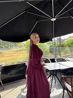 Aisha Button Front Puff‑Sleeve Maxi Dress