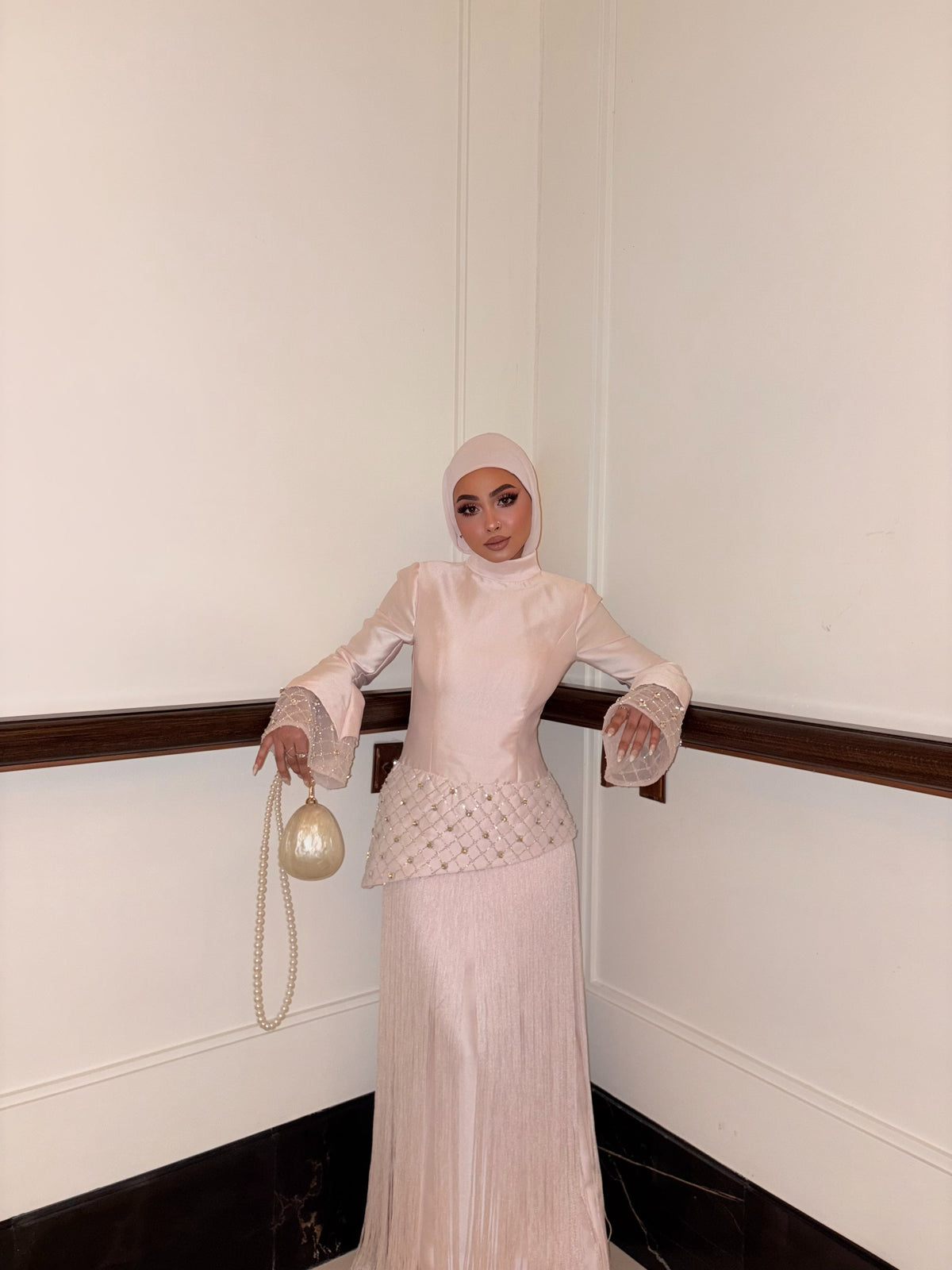 Amira Embellished Peplum Maxi Dress