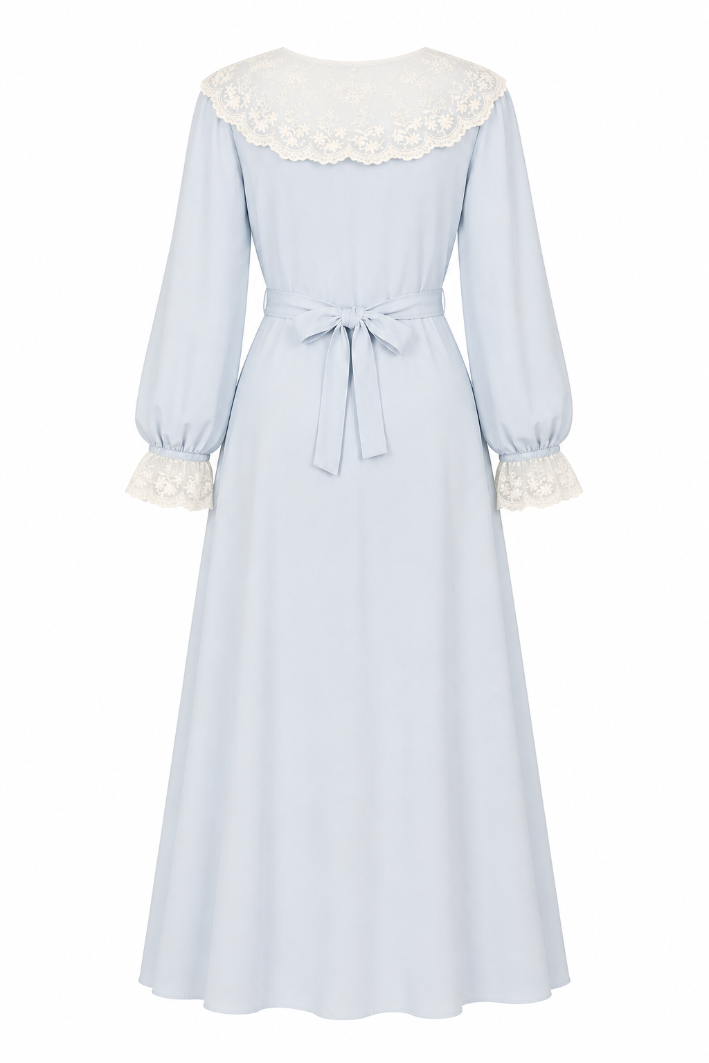 Lila Lace‑Trim Bow Detail Maxi Dress