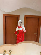 Aisha Polka Dot Bow Rose Maxi Dress