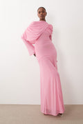 Leila Draped Mesh Maxi Dress